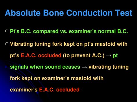 schwabach test|absolute bone conduction test.